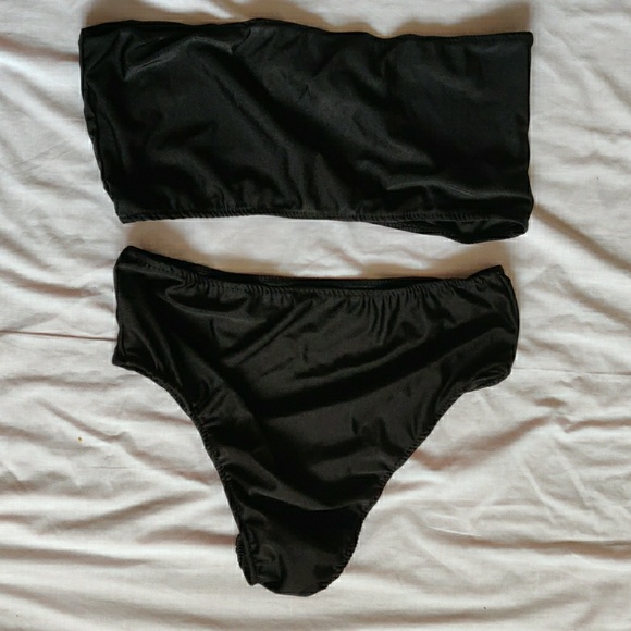 Bandeau high waist black bikini nwot - Picture 4 of 8